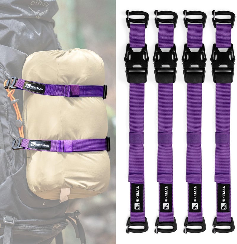 HIKEMAN 4 Pcs Tactical Molle System Backpack Straps and Buckles Set -Adjustable 19.49" Pack Attachment Strap Accessories(Purple) - Image 1